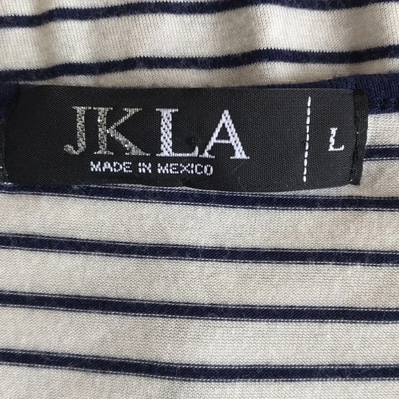 JKLA navy and cream asymmetrical top with stars in front, stripes in back, L - Picture 4 of 6
